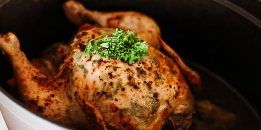 Roasted chicken & my creamy chicken-herb sauce